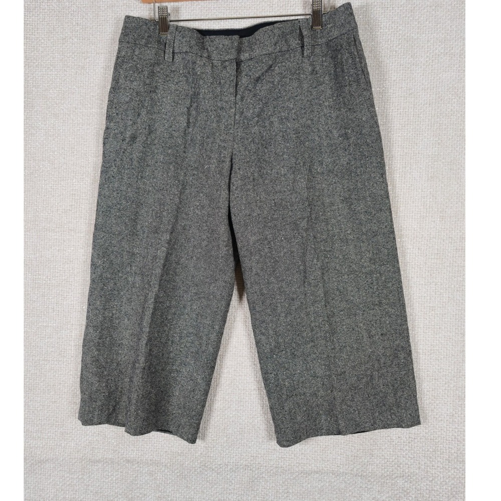 Liz Claiborne‎ Sloane Gray Wool Silk Blend Capri Pants Petite 12 Tweed Wide Leg